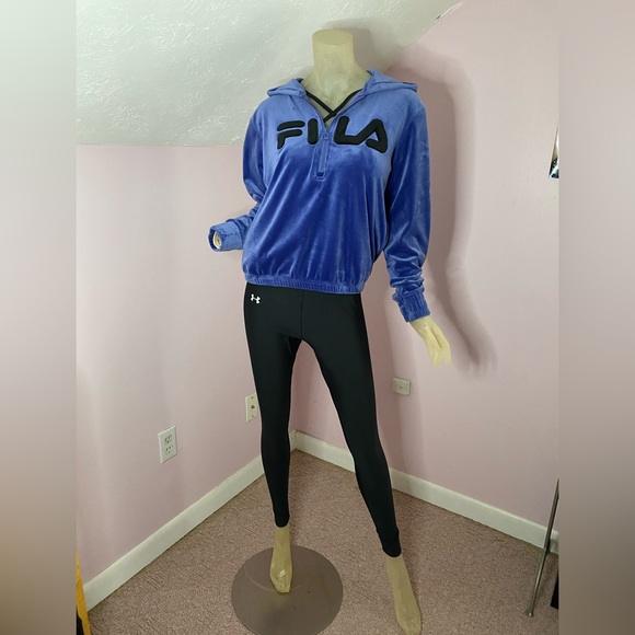FILA Velour Crop 1/4 Zip Hoodie - Picture 4 of 16